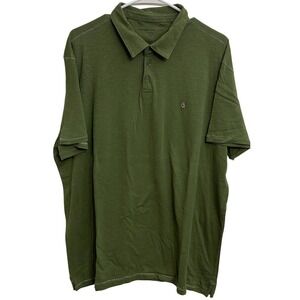 John Varvatos USA Polo Shirt XXL Green Slub Cotton Short Sleeve Casual Luxury
